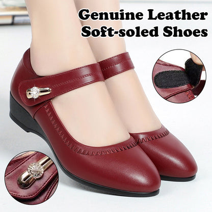 🏆【35-41】Μαλακές δερμάτινες μπότες με μαλακή σόλα και τακούνι, αντιολισθητικές, από δέρμα