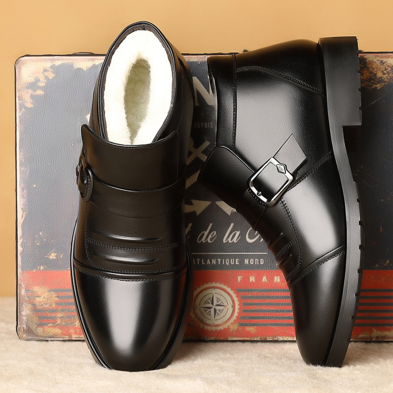 【39-44】 Χειμερινά παχύρρευστα, χνουδωτά ζεστά, χοντρά δερμάτινα παπούτσια για άνδρες