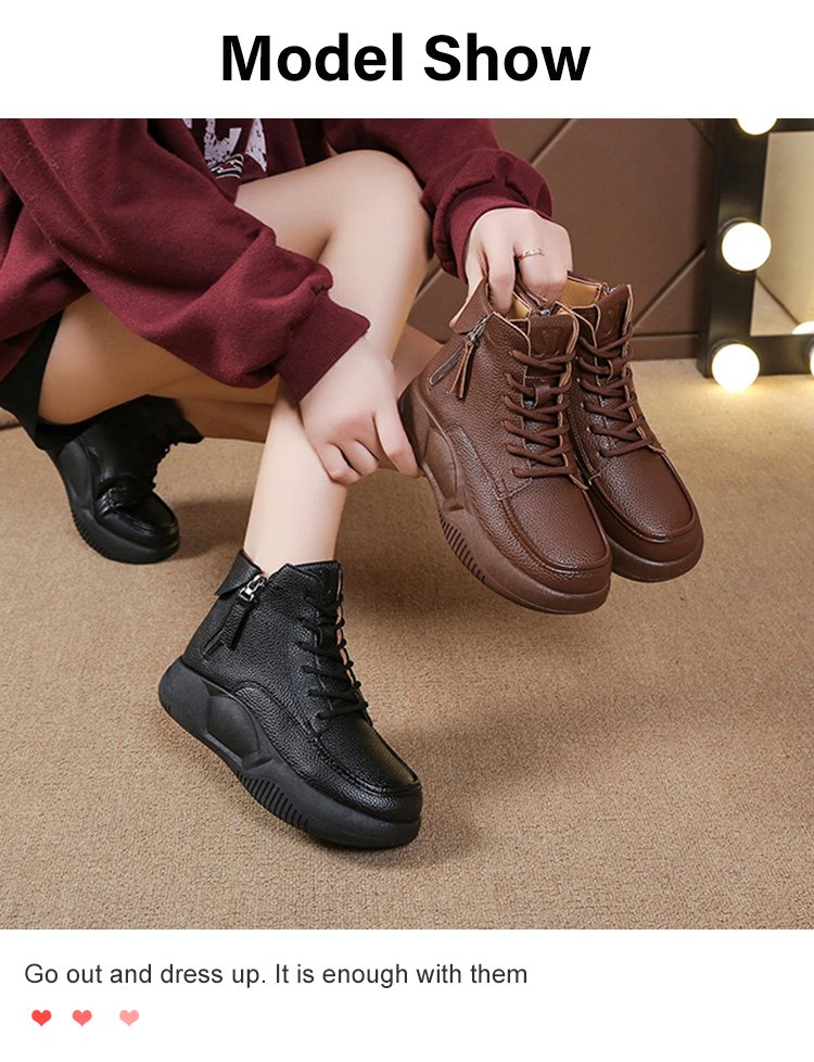 🔥✨【50% έκπτωση】Νέες φθινοπωρινές casual δερμάτινες μπότες Martin με χοντρή σόλα, μοντέρνες και άνετες