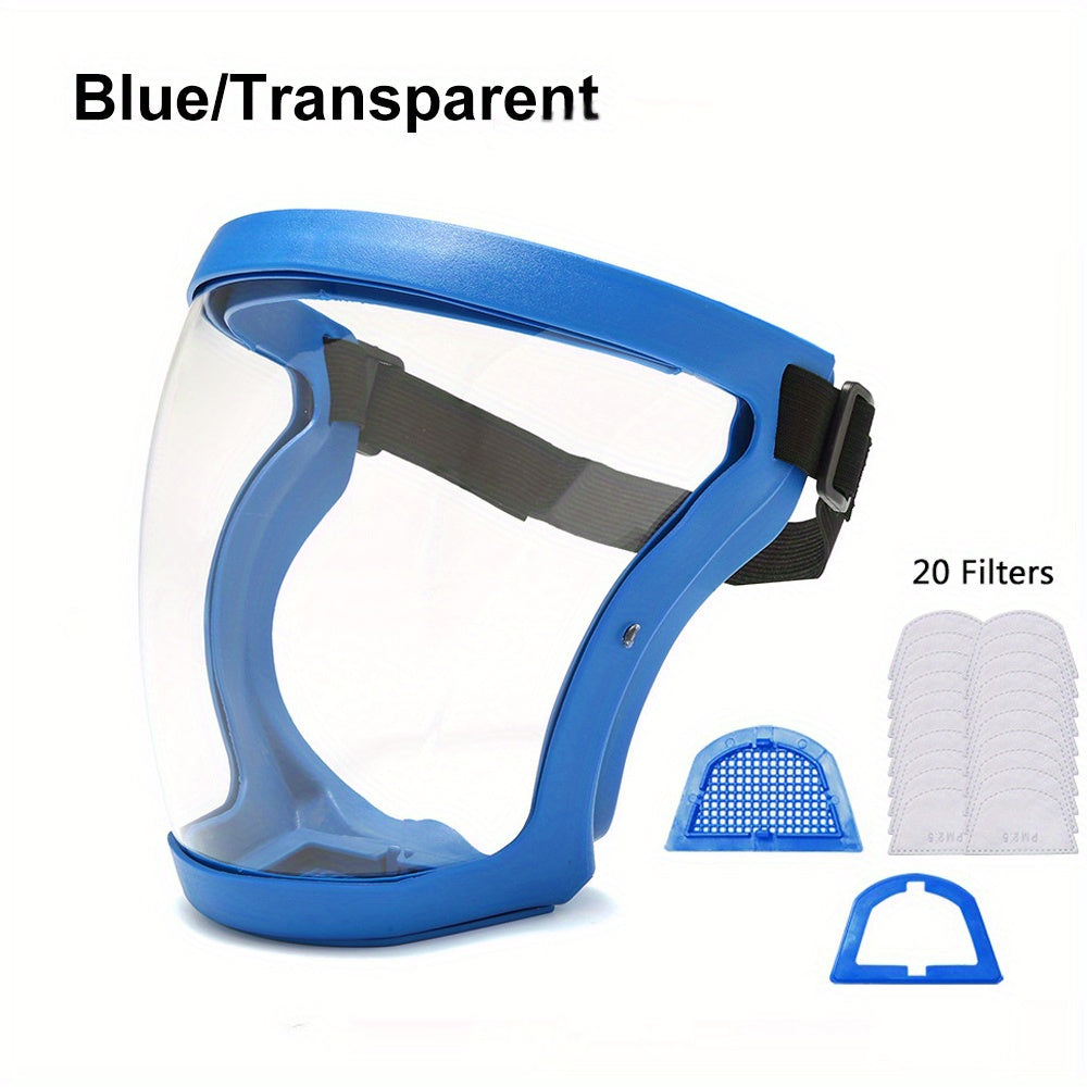 【1 μάσκα + 20 βαμβάκι φίλτρου】Διαφανής προστατευτική μάσκα υψηλής ανάλυσης, άνετη, αναπνεύσιμη και αντιθαμβωτική