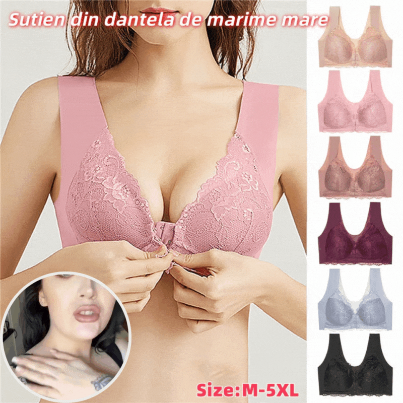 ✨Ειδική προσφορά περιορισμένης διάρκειας🔥【3 τεμάχια】 Μεγάλο μέγεθος με μπροστινό κούμπωμα, σέξι, χωρίς μπανέλα, σουτιέν με όμορφη πλάτη