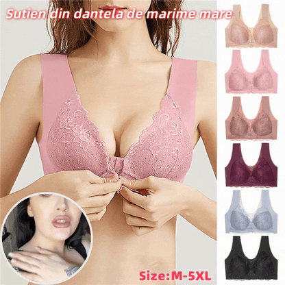 ✨Ειδική προσφορά περιορισμένης διάρκειας🔥【3 τεμάχια】 Μεγάλο μέγεθος με μπροστινό κούμπωμα, σέξι, χωρίς μπανέλα, σουτιέν με όμορφη πλάτη