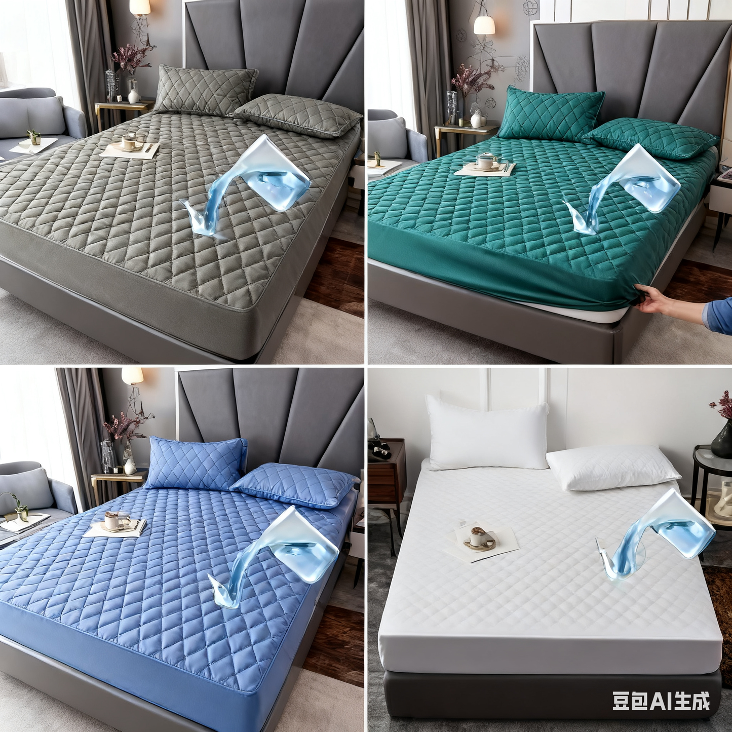 🛏【180*200】Αδιάβροχο κάλυμμα κρεβατιού με φλις επένδυση και βαμβακερά κλιπ, κάλυμμα στρώματος για υπνοδωμάτιο.