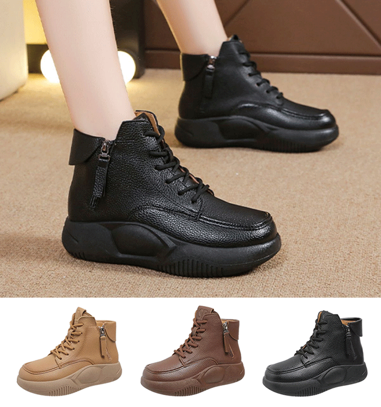 🔥✨【50% έκπτωση】Νέες φθινοπωρινές casual δερμάτινες μπότες Martin με χοντρή σόλα, μοντέρνες και άνετες