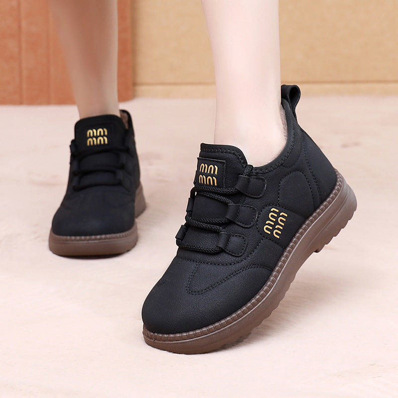 🔥【Ειδική προσφορά】【35-41】Χειμώνας 2025, βελούδινες και ζεστές μπότες χιονιού νέου στυλ, άνετες και αντιολισθητικές χοντρές σόλες που δεν θα κουράσουν τα πόδια σας