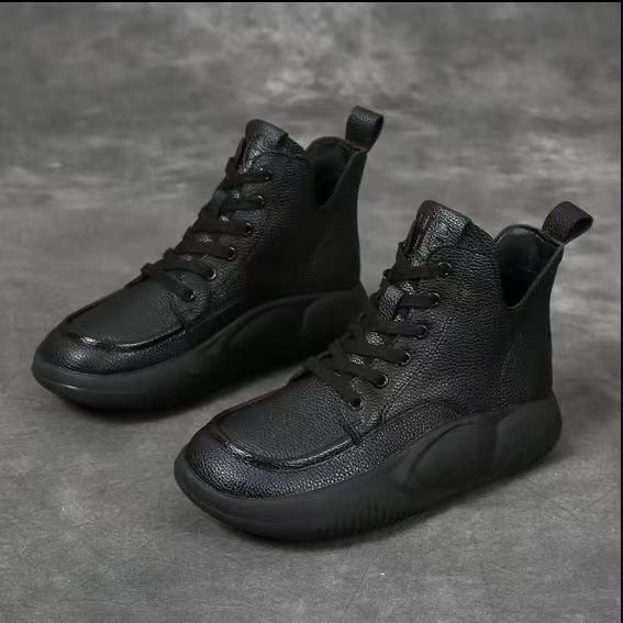 🔥✨【50% έκπτωση】Νέες φθινοπωρινές casual δερμάτινες μπότες Martin με χοντρή σόλα, μοντέρνες και άνετες