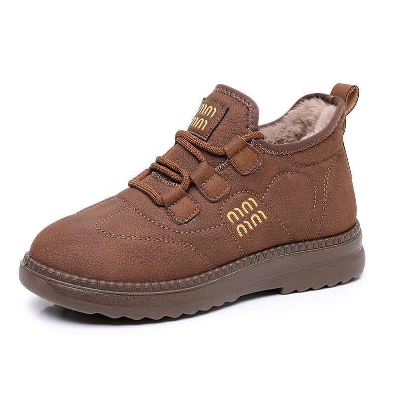 🔥【Ειδική προσφορά】【35-41】Χειμώνας 2025, βελούδινες και ζεστές μπότες χιονιού νέου στυλ, άνετες και αντιολισθητικές χοντρές σόλες που δεν θα κουράσουν τα πόδια σας