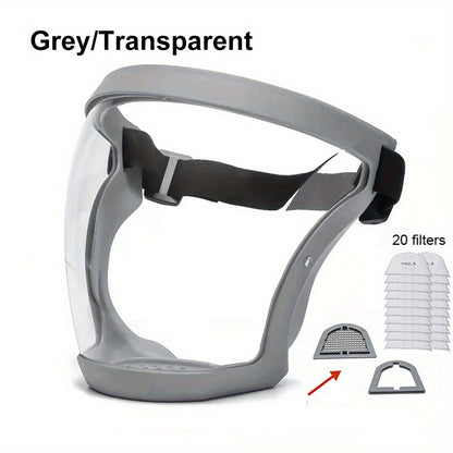 【1 μάσκα + 20 βαμβάκι φίλτρου】Διαφανής προστατευτική μάσκα υψηλής ανάλυσης, άνετη, αναπνεύσιμη και αντιθαμβωτική