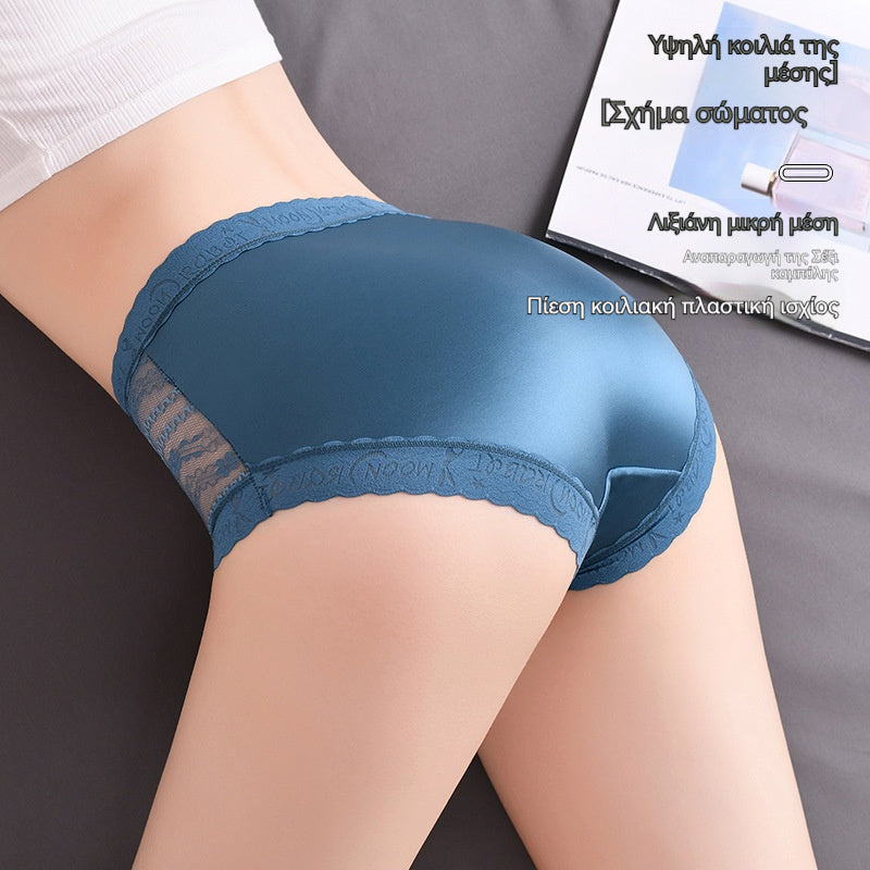 🩲♥【6 τεμαχίων】Άνετα και φιλικά προς το δέρμα, γυναικεία εσώρουχα plus size με ψηλή μέση, χωρίς ραφές, που ανορθώνουν τους γοφούς και έχουν κοίλη δαντέλα.