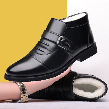 【39-44】 Χειμερινά παχύρρευστα, χνουδωτά ζεστά, χοντρά δερμάτινα παπούτσια για άνδρες