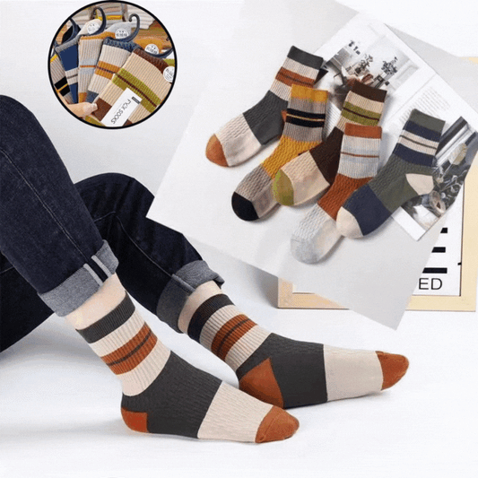 Unisex κάλτσες με διπλή βελόνα και χρωματικά μπλοκ, κατάλληλες για όλες τις εποχές, με αποσμητικές, απορροφητικές του ιδρώτα και αναπνεύσιμες λειτουργίες.